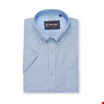 KAM Geo Print SS Shirt - sky blue